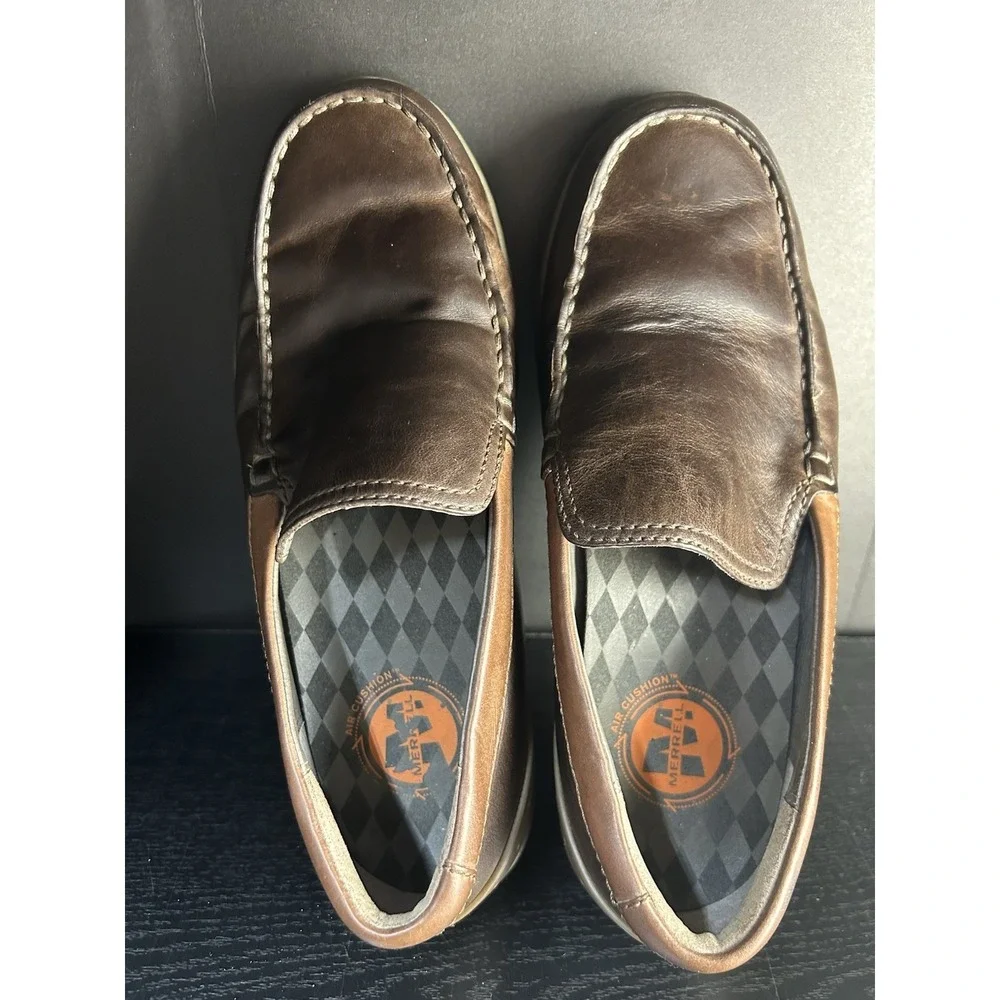Merrell Men's Brown Throttle Moc Toe Slip On Shoes 8.5 M